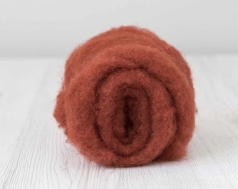 Carded Maori Wool Batt - Rust, for Needle Felting, Felting Supplies, Felting Wool, DHG Italy