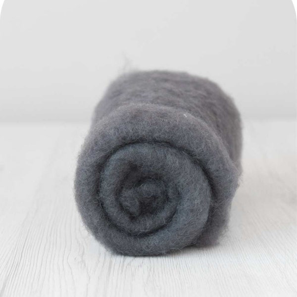 Carded Maori Wool Batt - Storm Gray, for Needle Felting, Felting Supplies, Felting Wool, DHG Italy