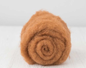 Carded Maori Wool Batt - Cinnamon, for Needle Felting, Felting Supplies, Felting Wool, DHG Italy