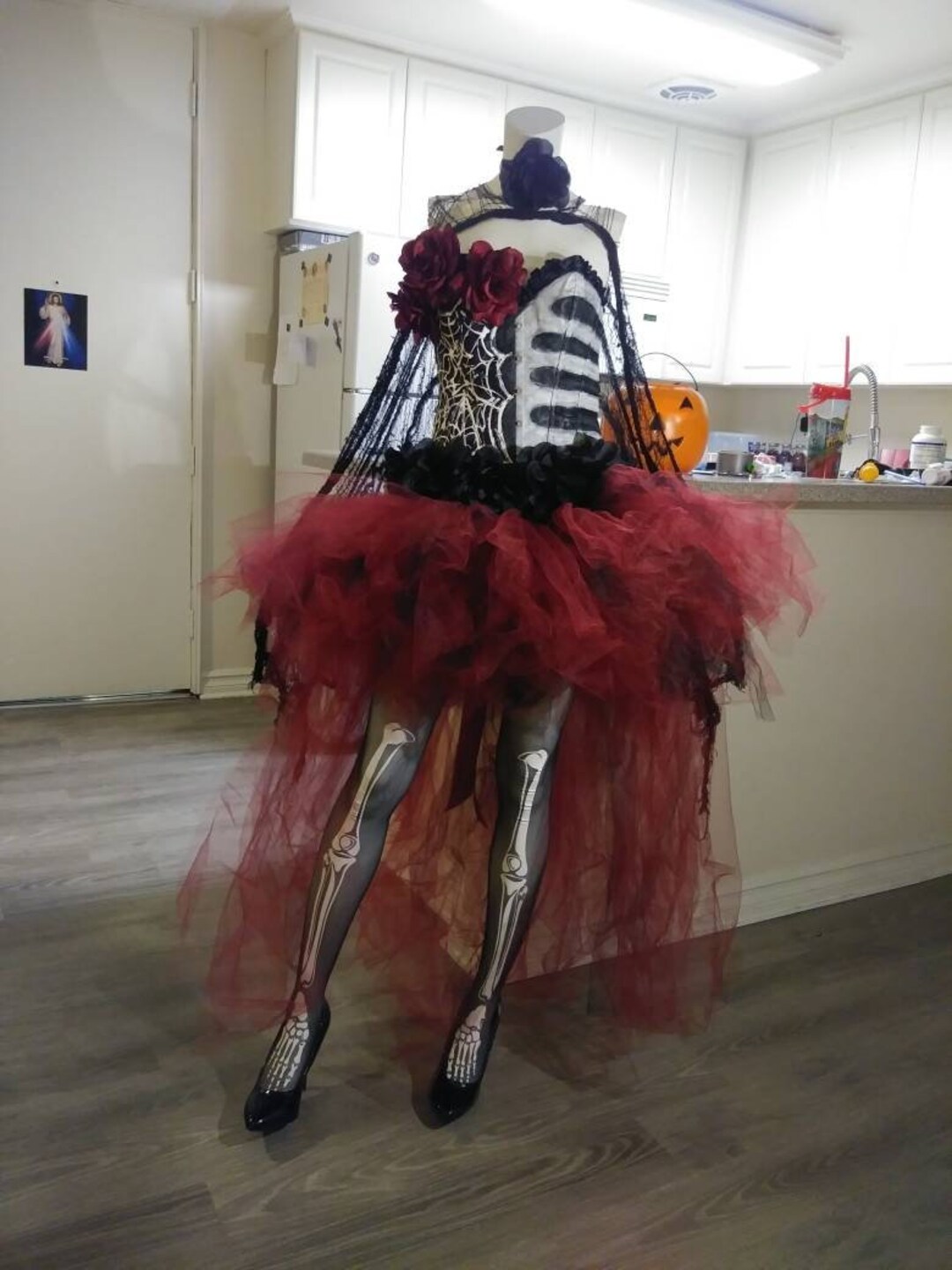 Day Of The Dead Jumpsuit Adult Costume Female Uk Size 10 14 main image 0