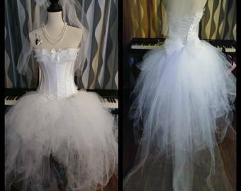 Ladies custom made white Madonna inspired corset costume, wedding, bridal, womens costumes, costumes for halloween, halloween costume womens