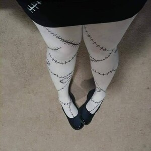 Skull Pattern Fishnet Tights, Black Halloween Tights 