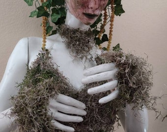 Moss Wrist Cuffs and Choker, Woodland Fairy Costume Accessories