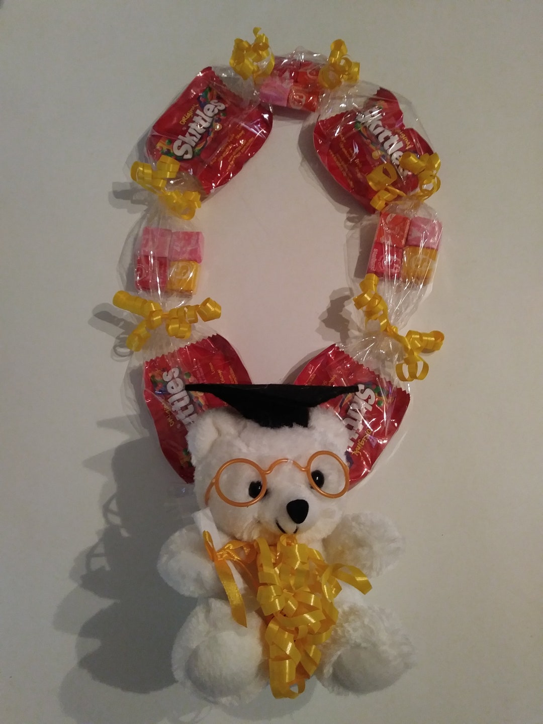 Custom Length Candy Lei White Teddy Bear, Leis, Graduation Candy Lei