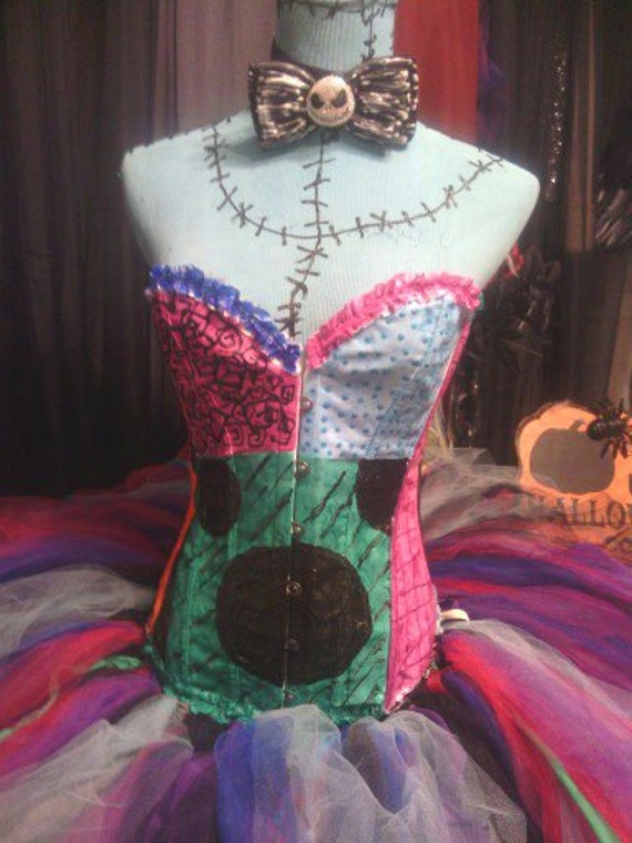 sally corset dress Hand Painted Sally Inspired Corset Couture Dress, Halloween Wedding