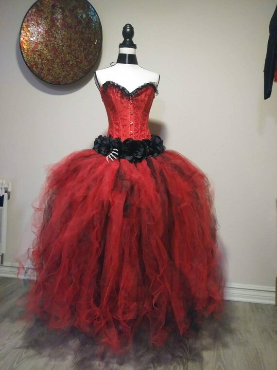 Custom Made Damask Plus Size Red Day of the Dead Corset Couture Costume. Dia De Los Muertos Costumes Womens Womens Costumes. Ships Fast Etsy
