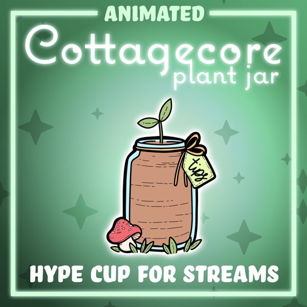 ANIMATED Cottagecore Tip Jar for Cozy game Streamers and VTubers  -- Hand drawn Hype Cup for Twitch and YouTube - StreamElements!