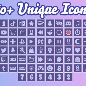360+ Stream Deck Icon Set - Twilight Purple Blue Elgato Streamdeck Icon pack for Twitch and Youtube image 2