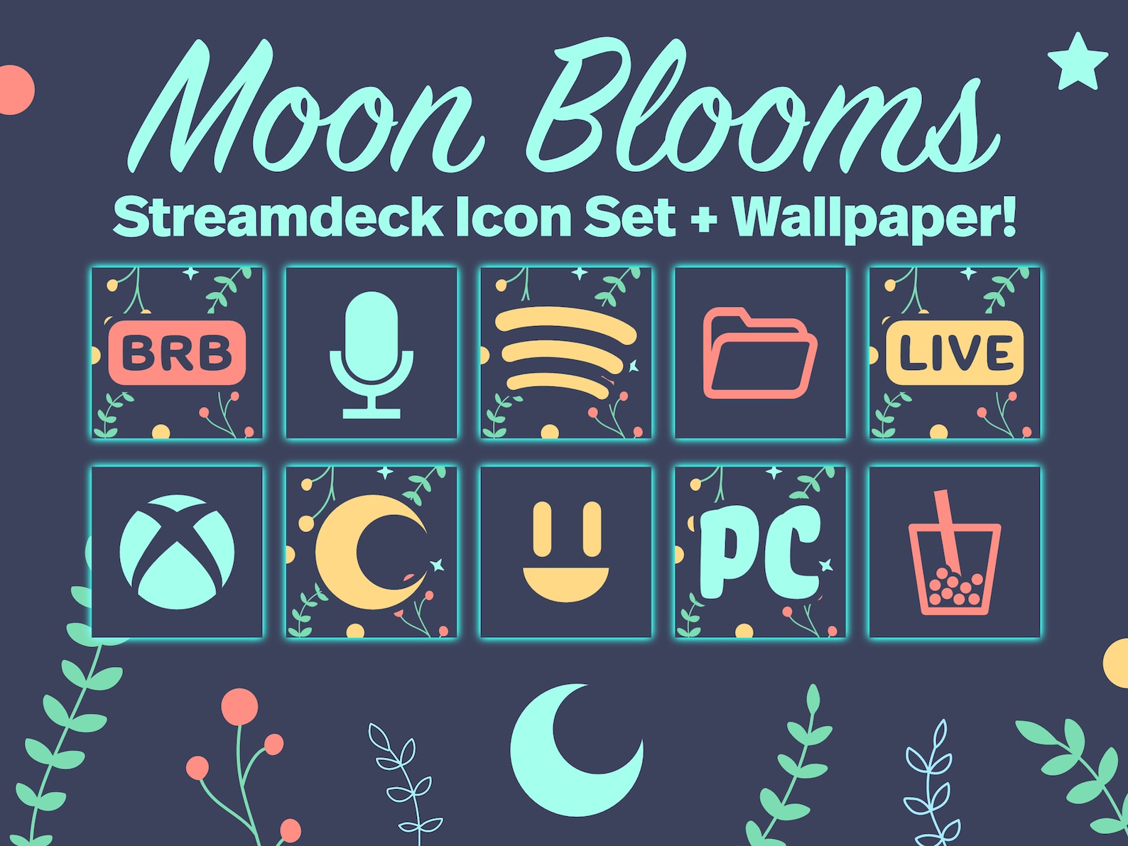 360+ Stream Deck Icon Set - Moon Bloom Aesthetic Elgato Streamdeck Icon ...