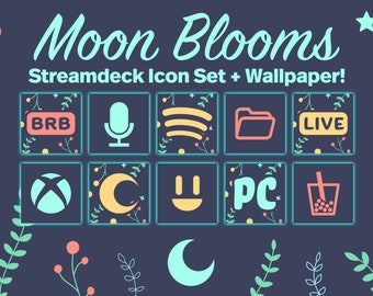 360+ Stream Deck Icon Set - Moon Bloom Aesthetic Elgato Streamdeck Icon pack for Twitch and Youtube