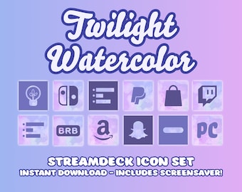 360+ Stream Deck Icon Set - Twilight Purple Blue Elgato Streamdeck Icon pack for Twitch and Youtube