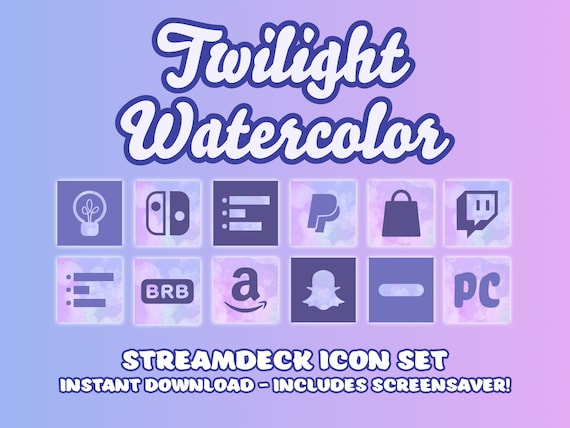 360+ Stream Deck Icon Set - Twilight Purple Blue Elgato Streamdeck Icon pack for Twitch and Youtube