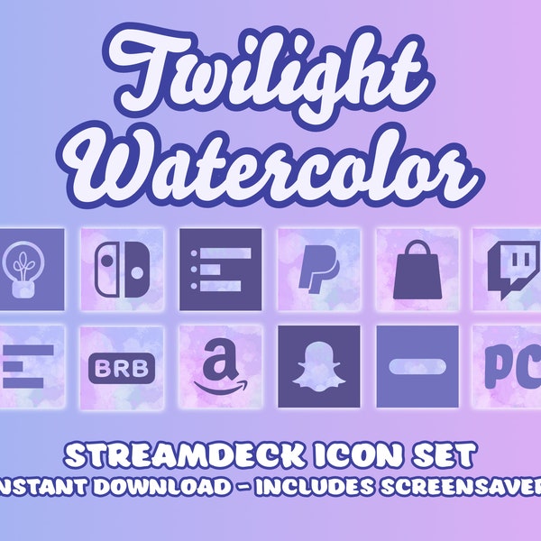 360+ Stream Deck Icon Set - Twilight Purple Blue Elgato Streamdeck Icon pack pour Twitch et Youtube
