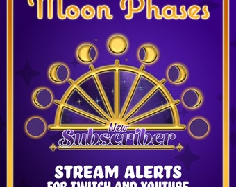 ANIMATED Moon Phase Alert for Cozy and Witchy Twitch and Youtube Streams - 16 Phrases!