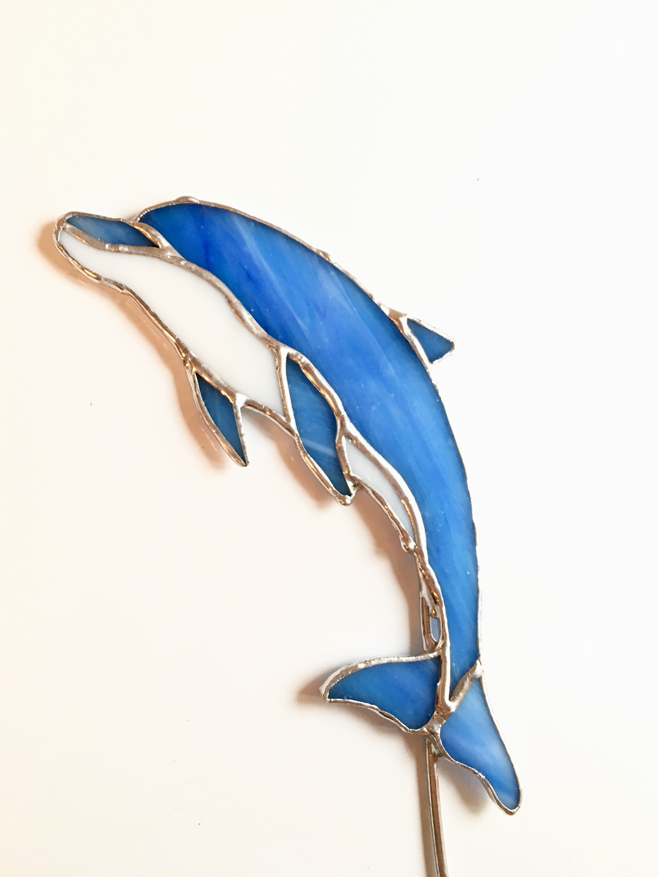 Stained glass Dolphin .Stained glass flower decoration. | Etsy