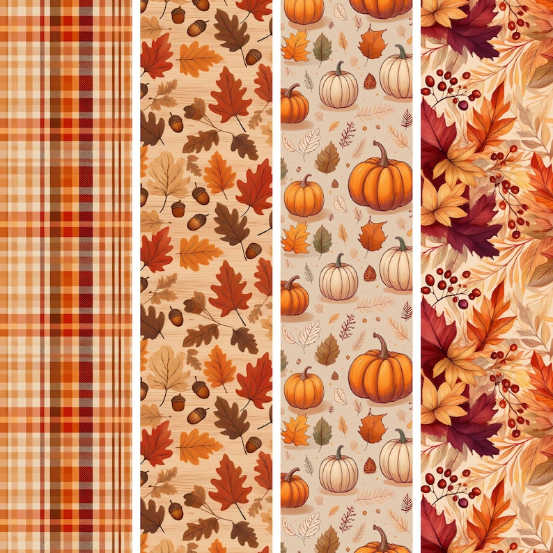 Autumn Digital Paper Pack: 20 Fall Scrapbook Backgrounds (12x12 Inches ...