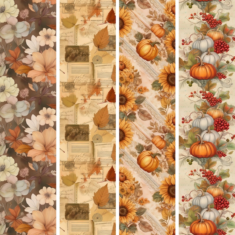 Autumn Digital Paper Pack: 20 Fall Scrapbook Backgrounds (12x12 Inches ...