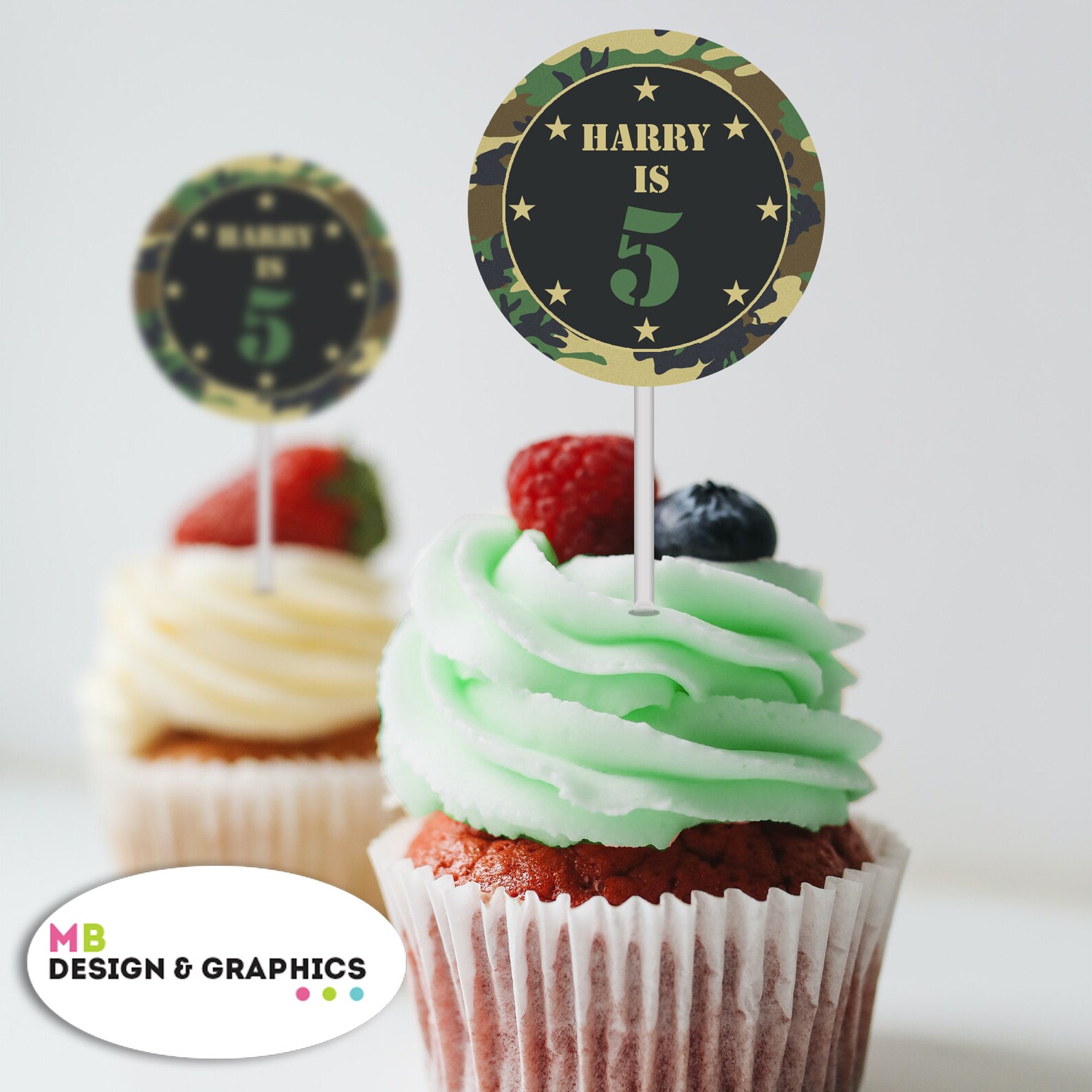 Army cupcake toppers Camouflage cupcake topper cake toppers Etsy