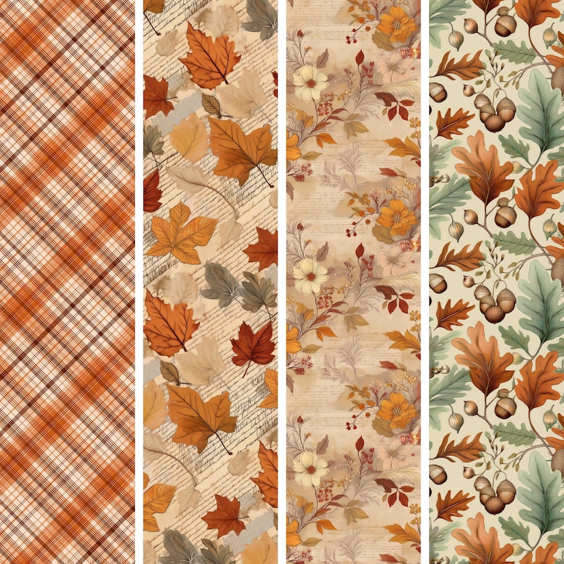 Autumn Digital Paper Pack: 20 Fall Scrapbook Backgrounds (12x12 Inches ...