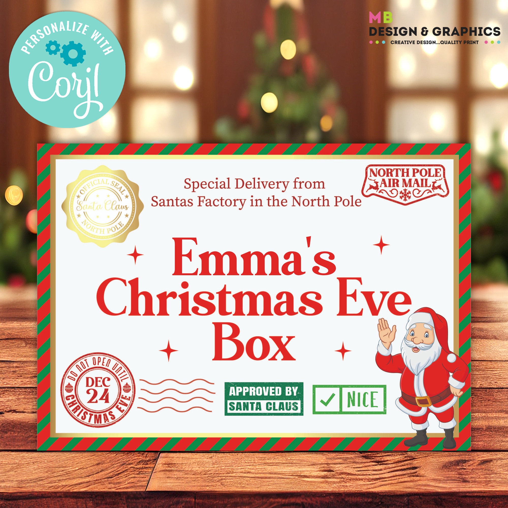 Editable Christmas Eve Box Label A4 Christmas Eve Box Label - Etsy UK