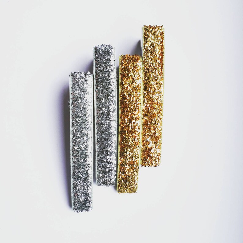 Sparkly Gold and Silver Hair Clips Gifts for Her Bar Hair Etsy