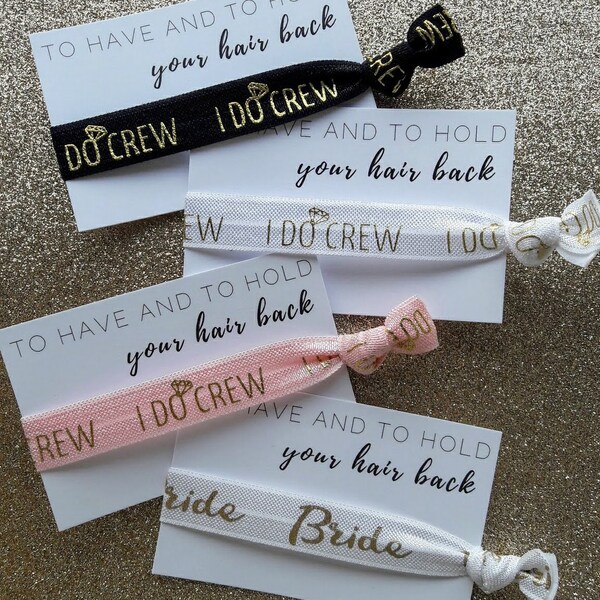 I Do Crew, Bachelorette Party Bags, Hair Ties, Team Bride Hair Ties, Party Supplies, Hen Party Gift Bags, Bride, Party Decor, Hangover Kits