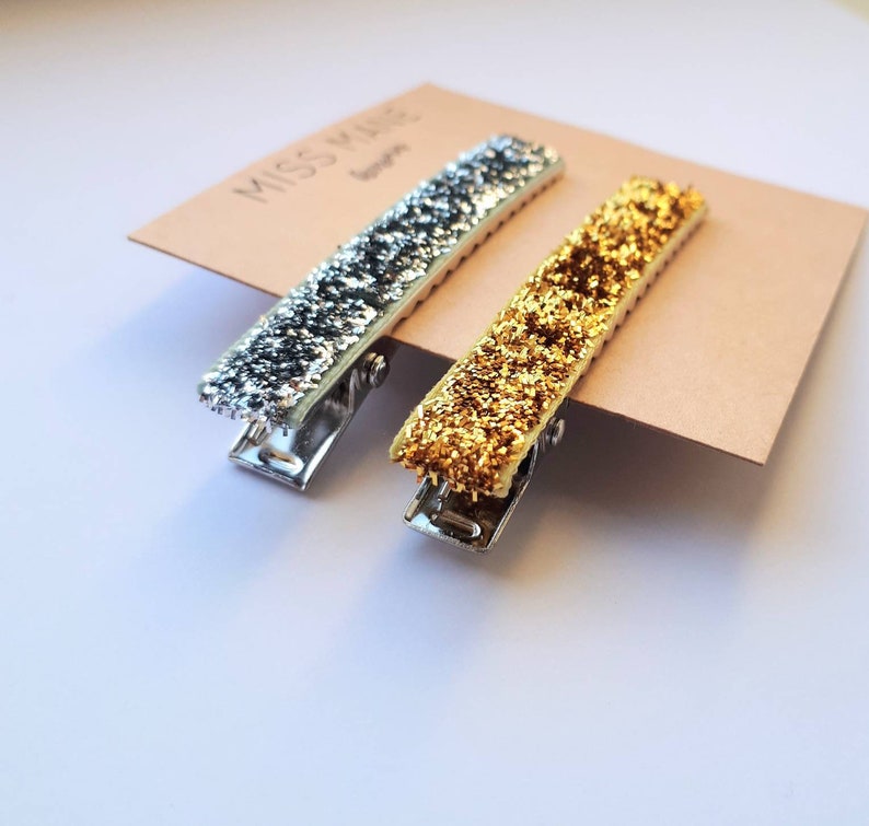Sparkly Gold and Silver Hair Clips Gifts for Her Bar Hair Etsy