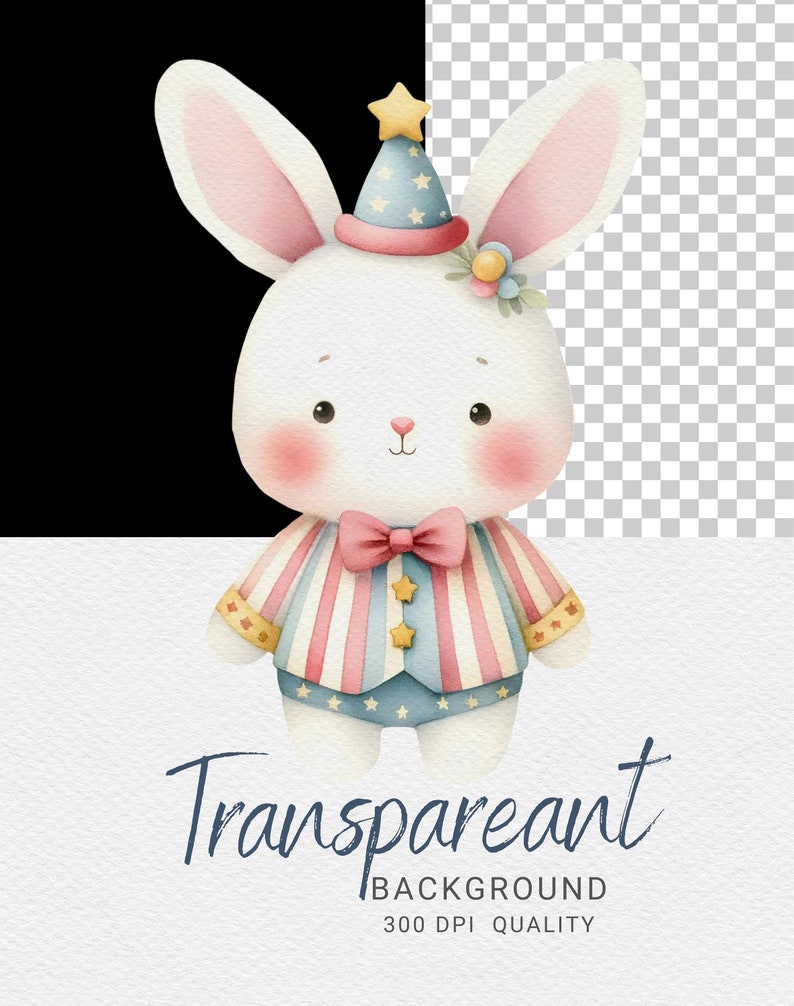 Circus Watercolor Clipart PNG Set B - Adorable Animals and Cheerful ...