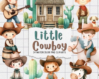 Baby Cowboy Clipart: Wild West PNG Graphics (Digital Download)
