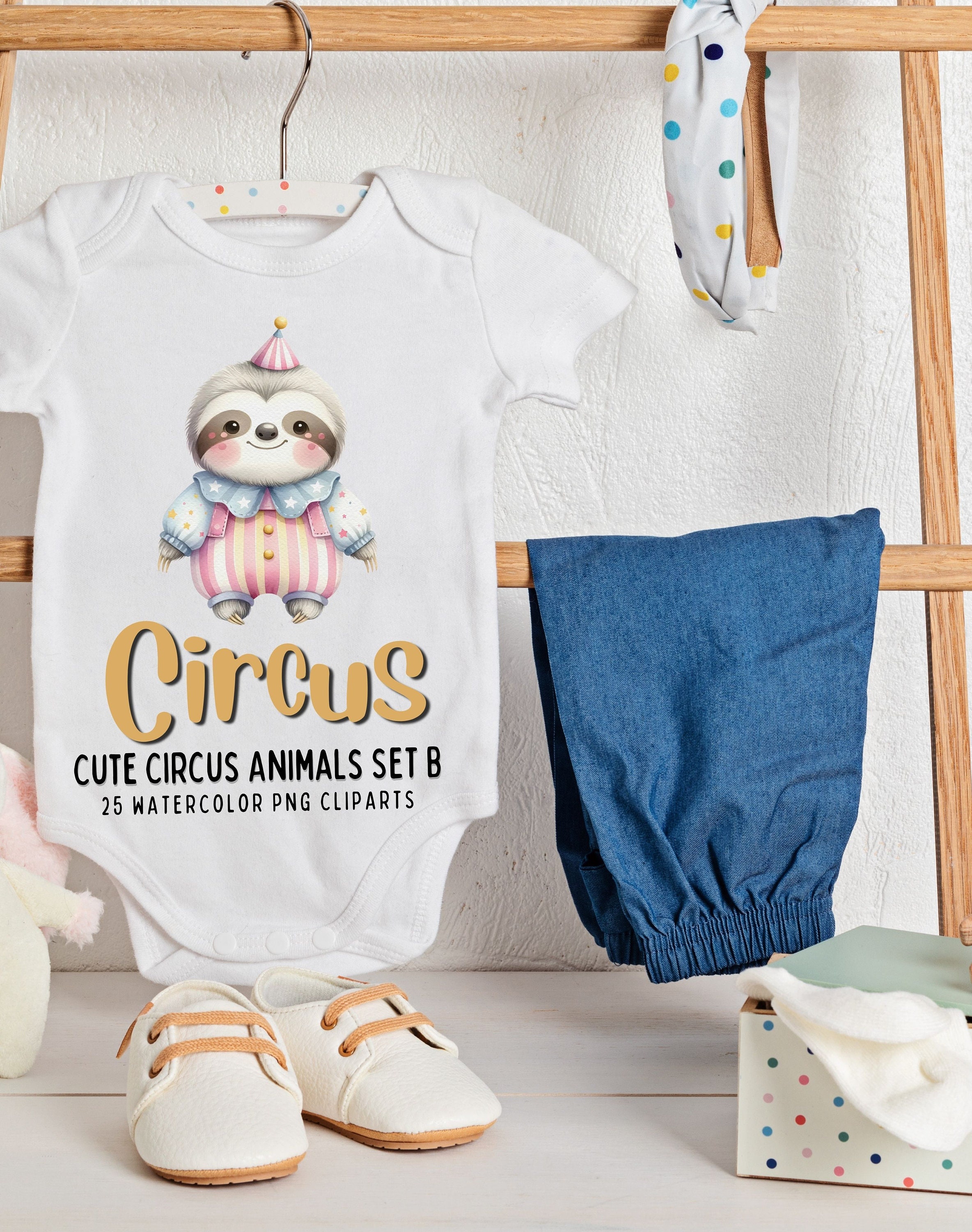 Circus Watercolor Clipart PNG Set B - Adorable Animals and Cheerful ...