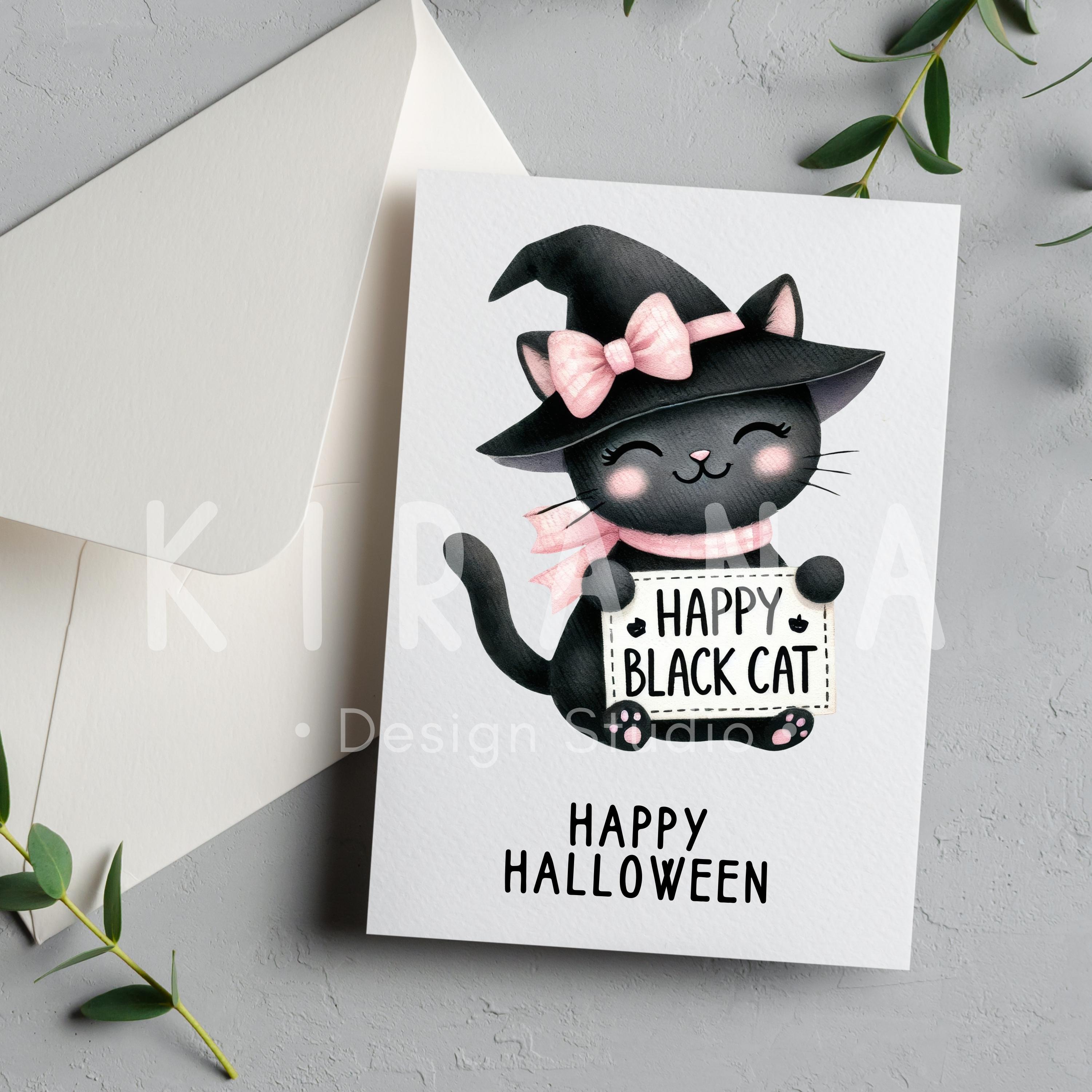 29 Black Cat Watercolor Clipart Set | Cute Halloween Witch Cats ...