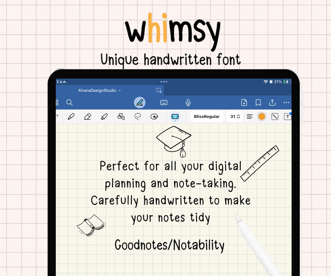 Whimsy Handwritten Font Goodnotes Fonts Notability Fonts - Etsy UK