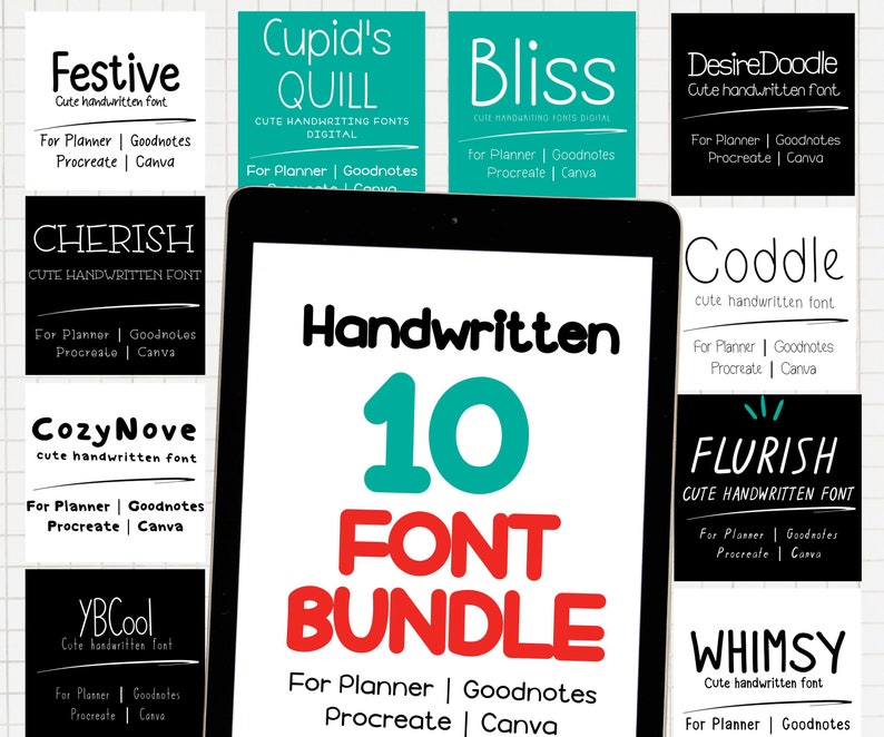 Goodnotes Handwritten Font Bundle Digital Planning, Digital Journaling