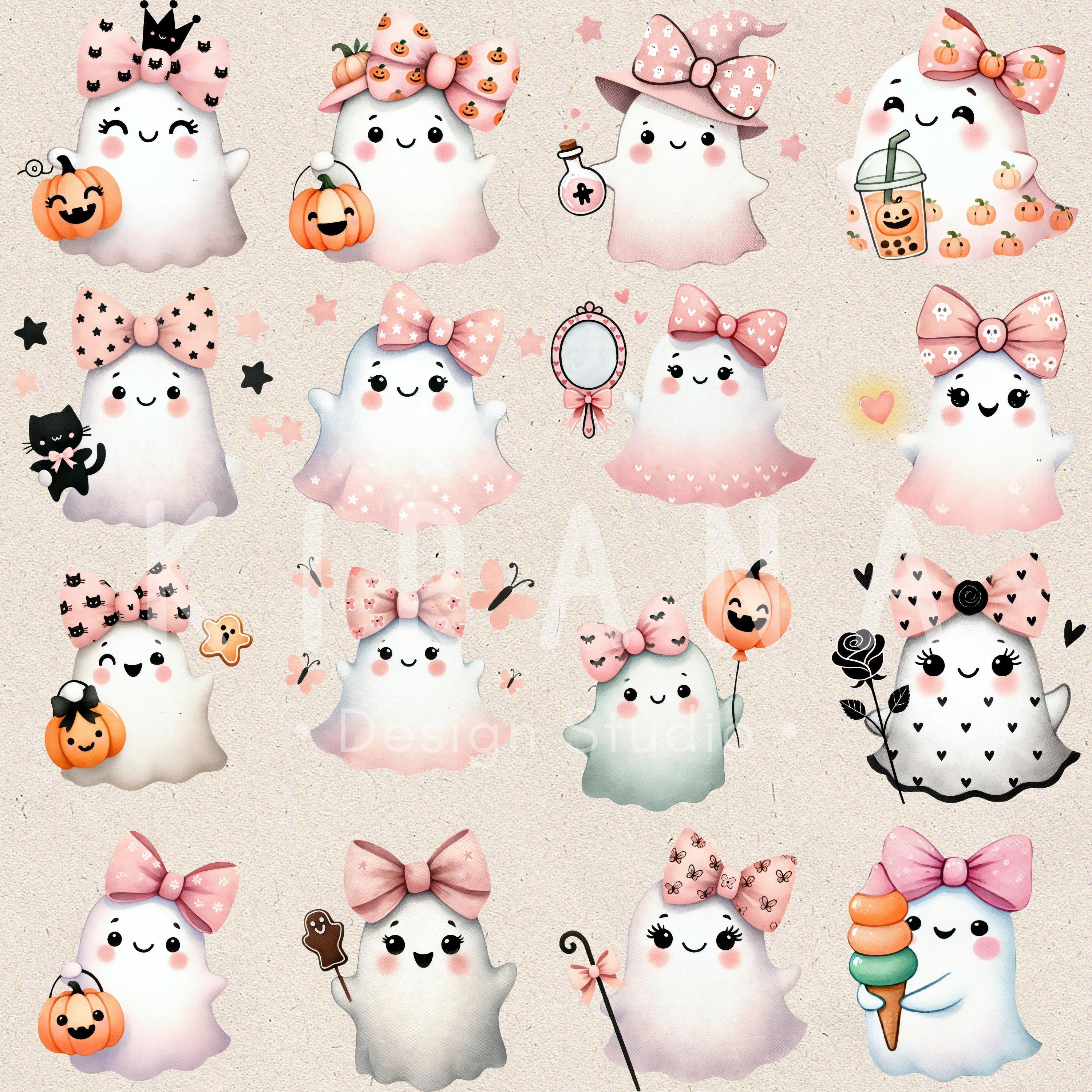 Cute Halloween Ghost Clipart Bundle | Ghost Pink | Holiday PNG Images ...