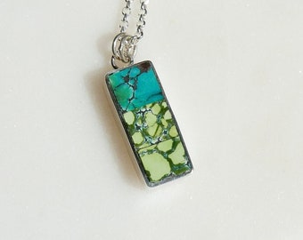 Desertscape Inlay Pendant, Inlay Pendant, One of a Kind Southwestern Jewelry, Sterling Silver