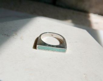 Inlay ring, Golden Hill ring, crushed turquoise ring, inlay unisex ring, Made in USA