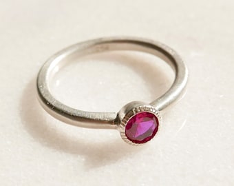 Ruby Ring, Ruby Simple Ring, Sterling Silver Ring, Made in USA