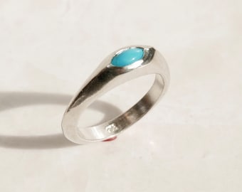 Sleeping Beauty Ring Sterling Silver, Turquoise Ring, Made in USA