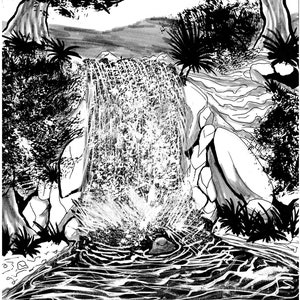Black and White Waterfall Art Print