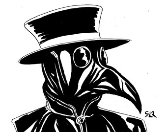 Plaga Doctor Blanco y Negro Impresión A5