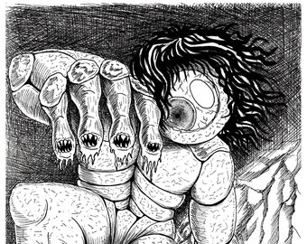 Cyclops zwart-wit A4 Print