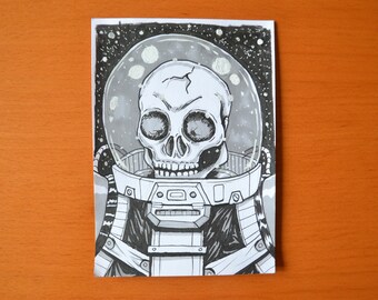 Astronaut Skeleton Portrait Sketch