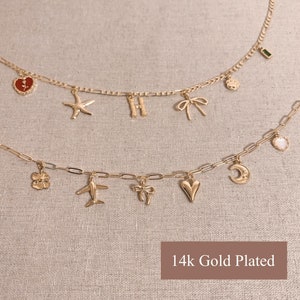 Aangepaste gouden bedelketting, doe-het-zelf uw eigen ketting met meerdere hangers, mode dikke ketting voor vrouwen, gepersonaliseerde Valentijnscadeaus voor haar