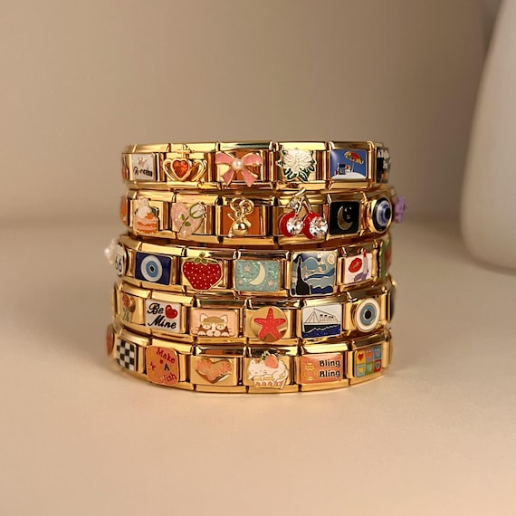 Custom Italian Charm Bracelet, Gold Italy Charms Bracelet