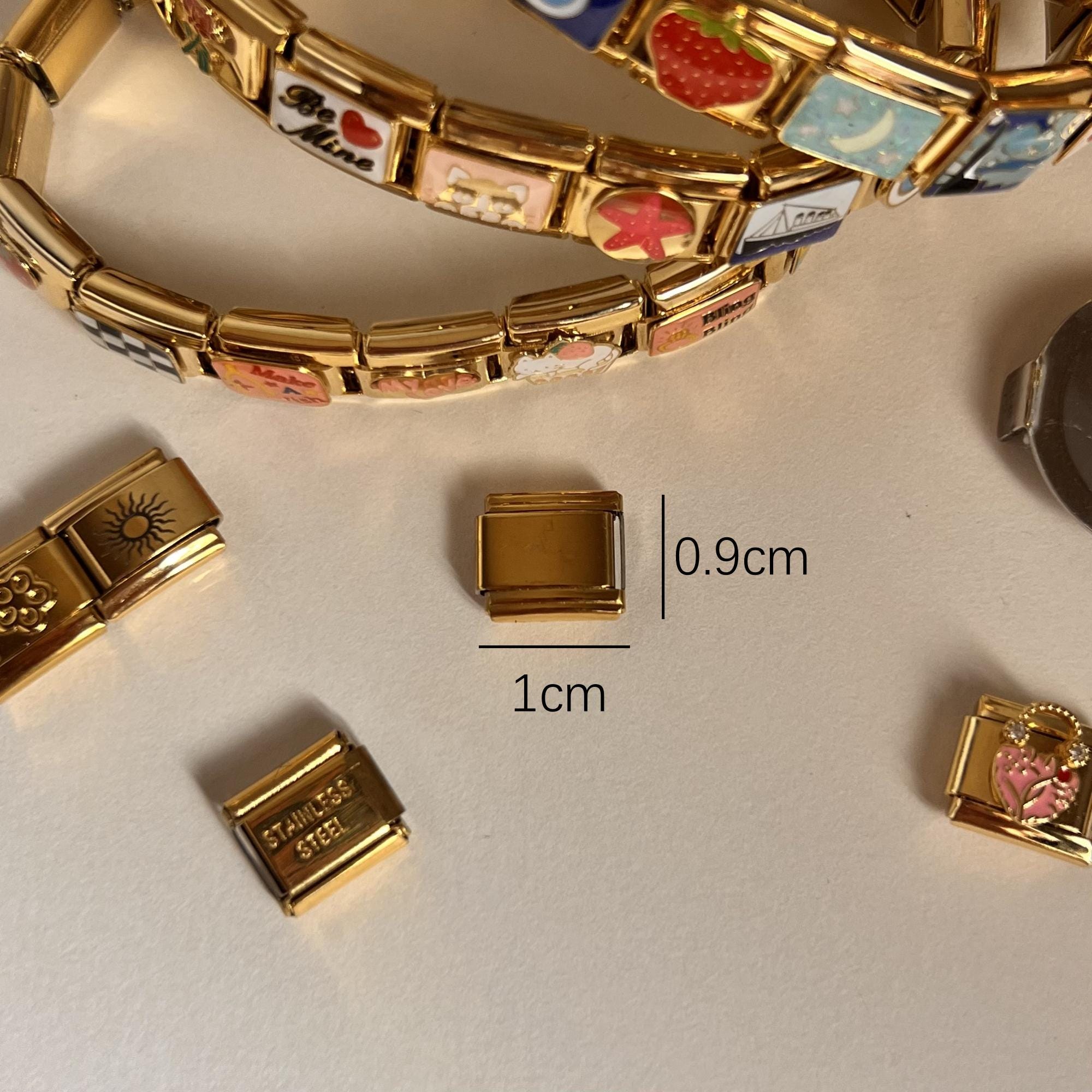 Stainless Steel Charm Links 9mm Italian Charm Bracelet Gold ...