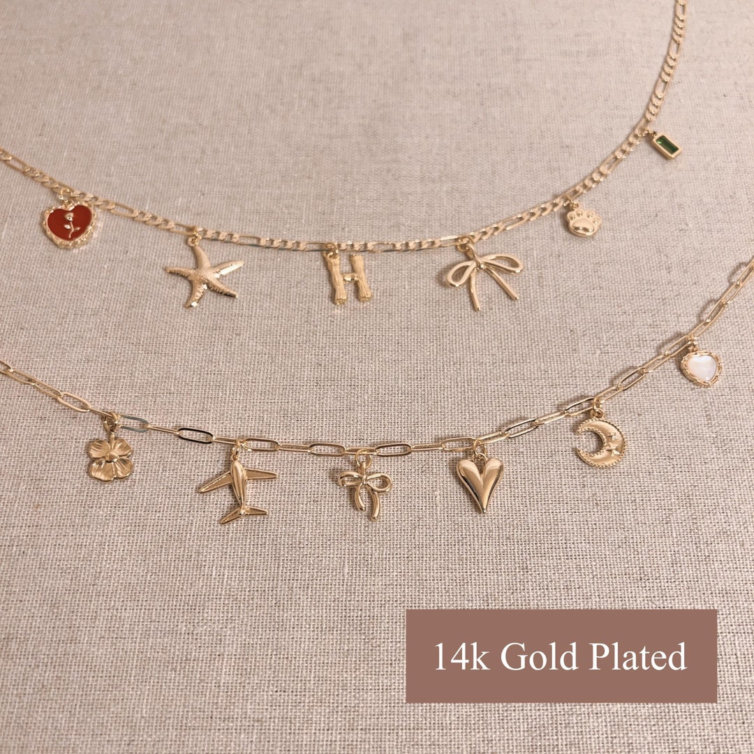 Custom Gold Charm Necklace Diy Your Own Multi Pendant Necklace