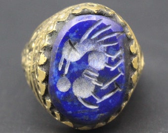 アンティーク オリエンタル ソリッド シルバー リング ラピスラズリ