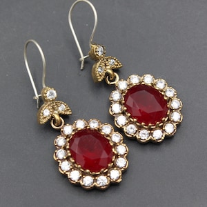 Sterling Silver Ottoman Ruby Earrings: Turkish Zircon Bead Dangle