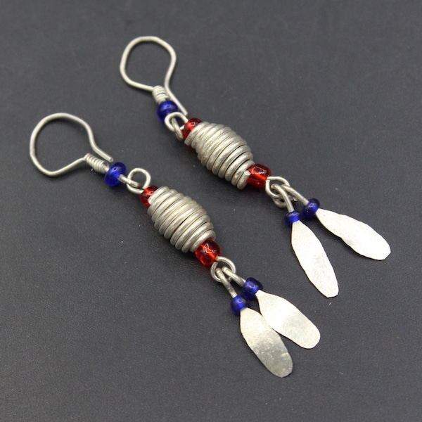 Afghan Tribal Earrings, Inlay Glass Beads Earrings, Talkaari Workmanship Earrings, Costuming Earrings, Boho Earrings, Afghan Jewelry, #E02