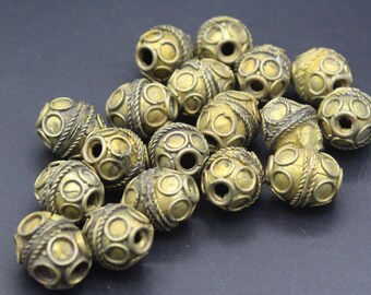 Tribalperlen 5 Vintage Turkmenische Metallperlen Set von 5 Perlen Ethnoperlen